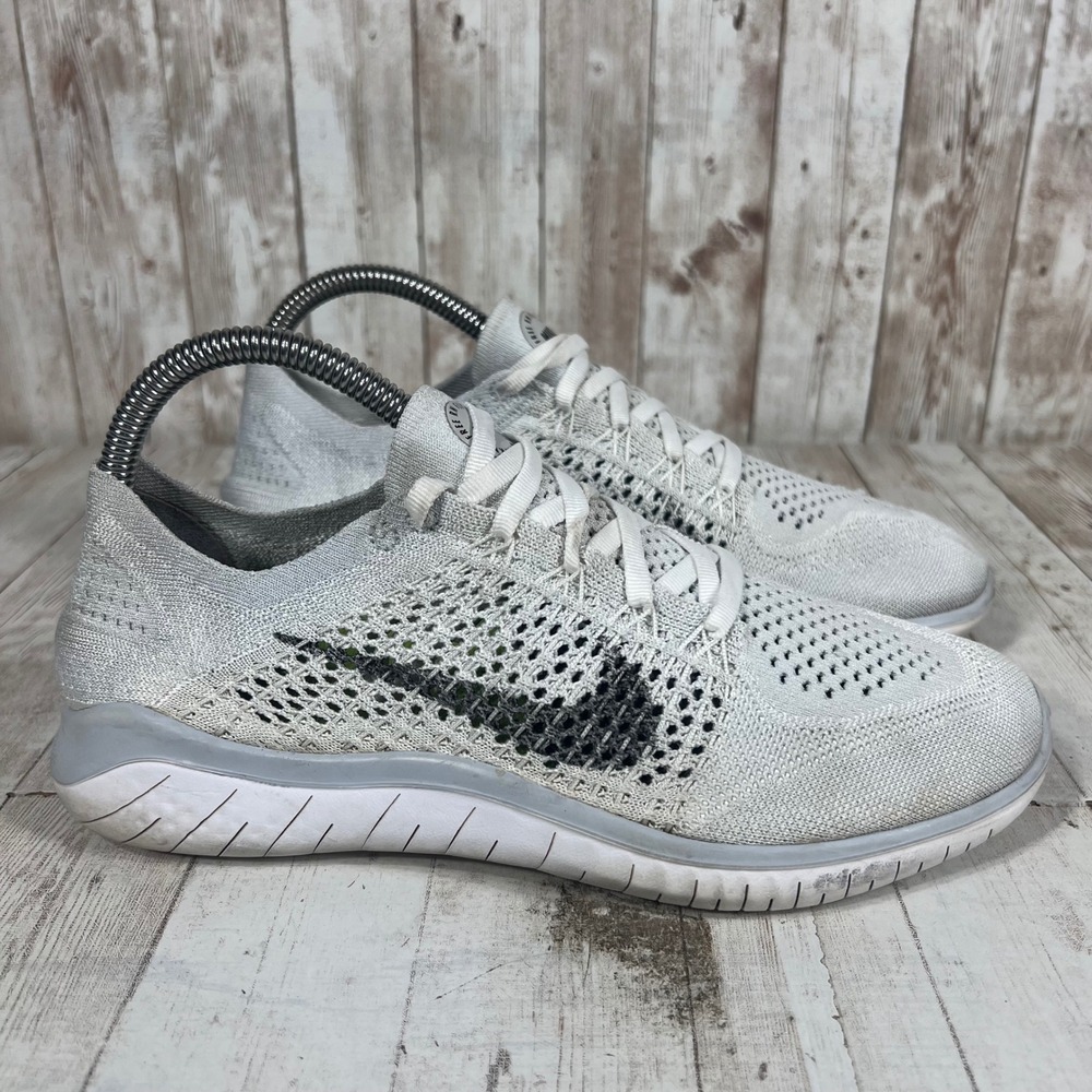Nike Free RN Flyknit 2018 Womens 8 Pure Platinum White 942839-100 Running Shoes